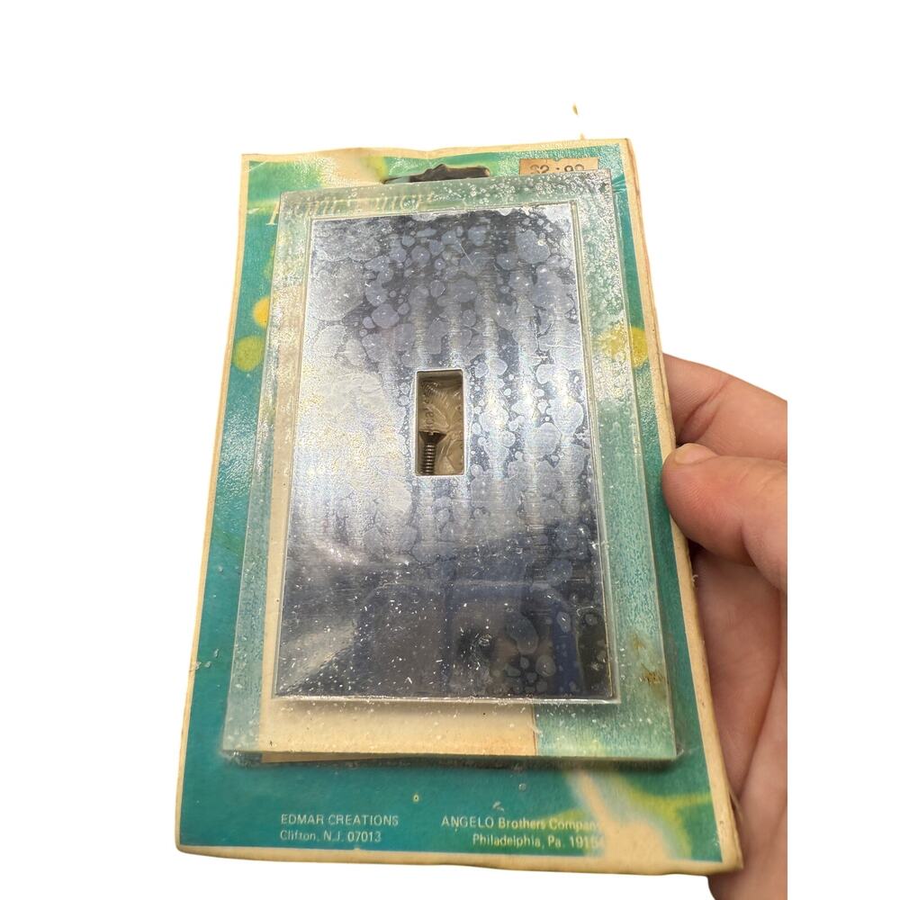 🪞 Vintage Angelo Brothers Edmar Chrome Toggle Switch Plates Lot 3 NOS Retro - Picture 2 of 3